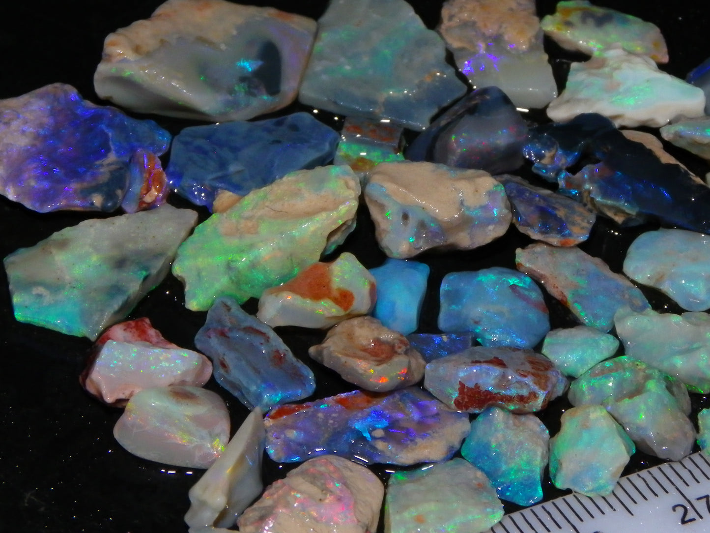 Nice Lightning Ridge Opal Parcel 98.6cts Fires/specimens Crystal/Seam/Dark Base