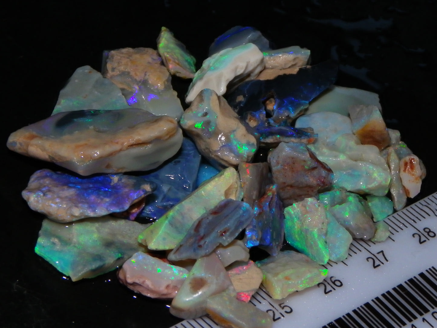 Nice Lightning Ridge Opal Parcel 98.6cts Fires/specimens Crystal/Seam/Dark Base