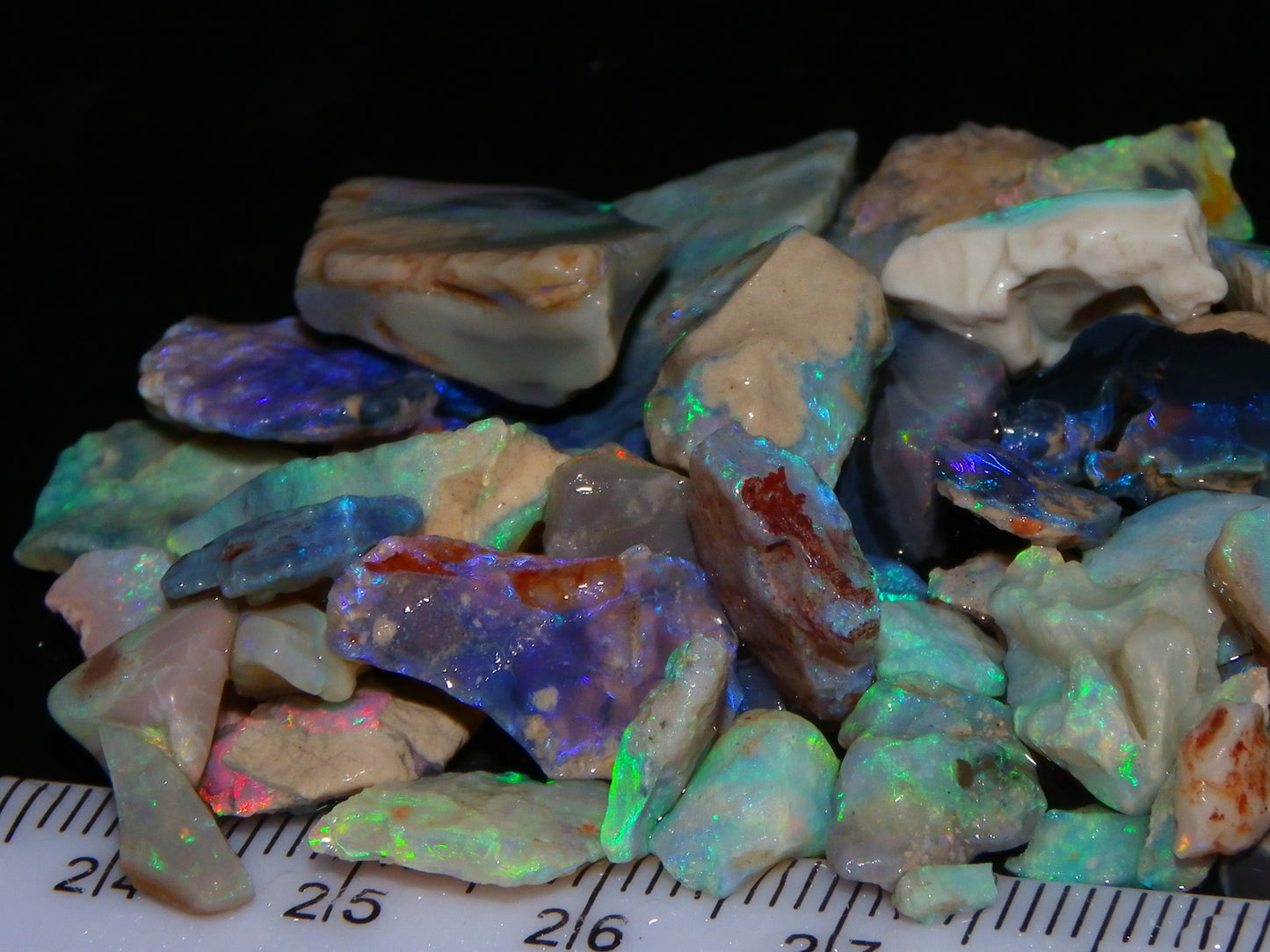 Nice Lightning Ridge Opal Parcel 98.6cts Fires/specimens Crystal/Seam/Dark Base