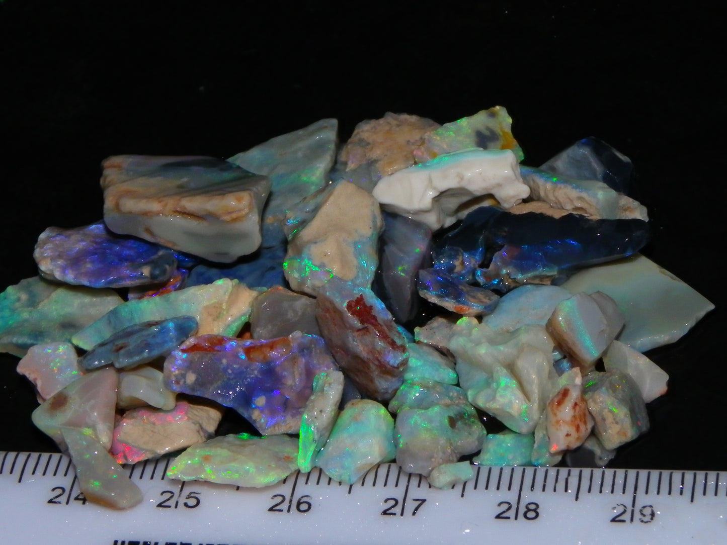 Nice Lightning Ridge Opal Parcel 98.6cts Fires/specimens Crystal/Seam/Dark Base