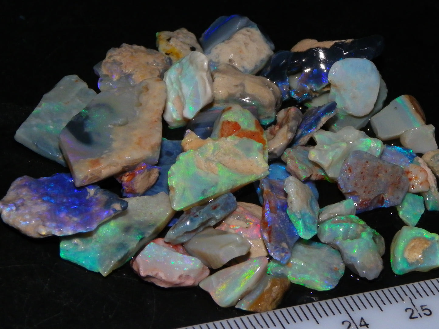 Nice Lightning Ridge Opal Parcel 98.6cts Fires/specimens Crystal/Seam/Dark Base