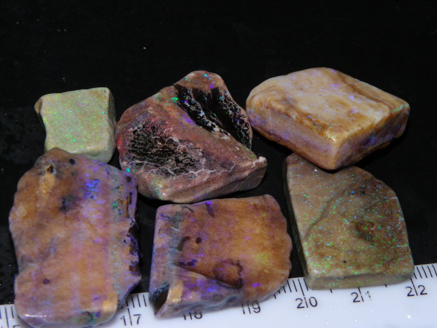 Nice Andamooka Matrix Opal Rough/Sliced Specimens 176.6cts Purple/Greens :)