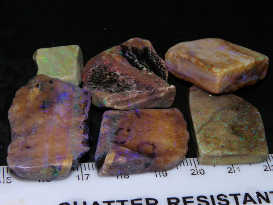 Nice Andamooka Matrix Opal Rough/Sliced Specimens 176.6cts Purple/Greens :)