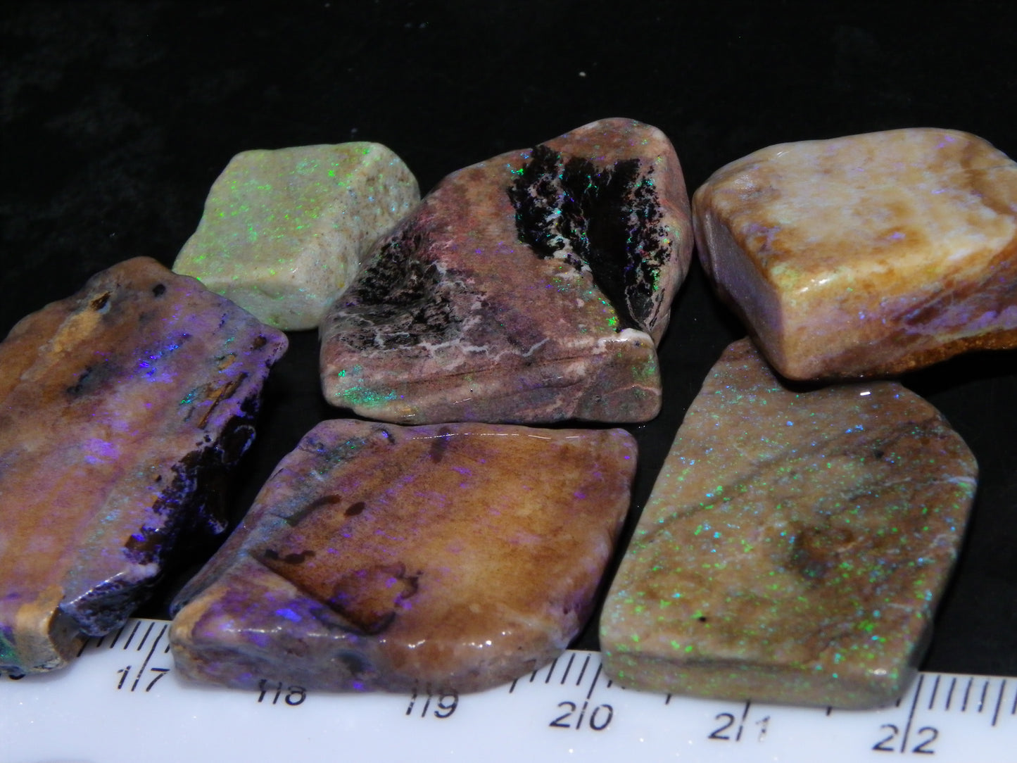 Nice Andamooka Matrix Opal Rough/Sliced Specimens 176.6cts Purple/Greens :)