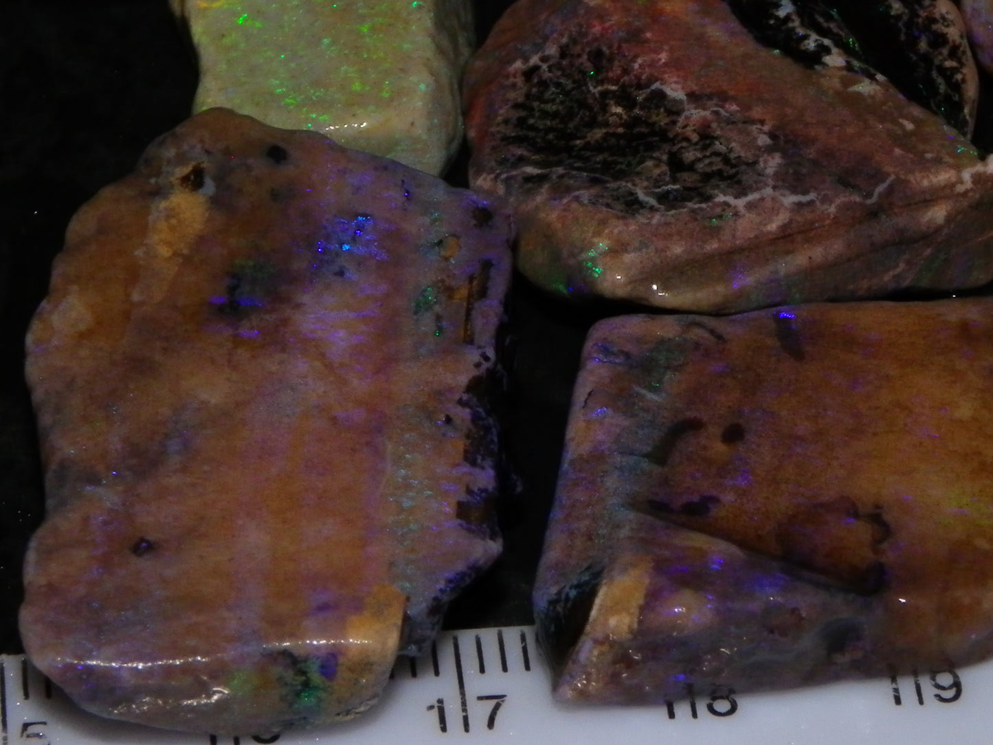 Nice Andamooka Matrix Opal Rough/Sliced Specimens 176.6cts Purple/Greens :)