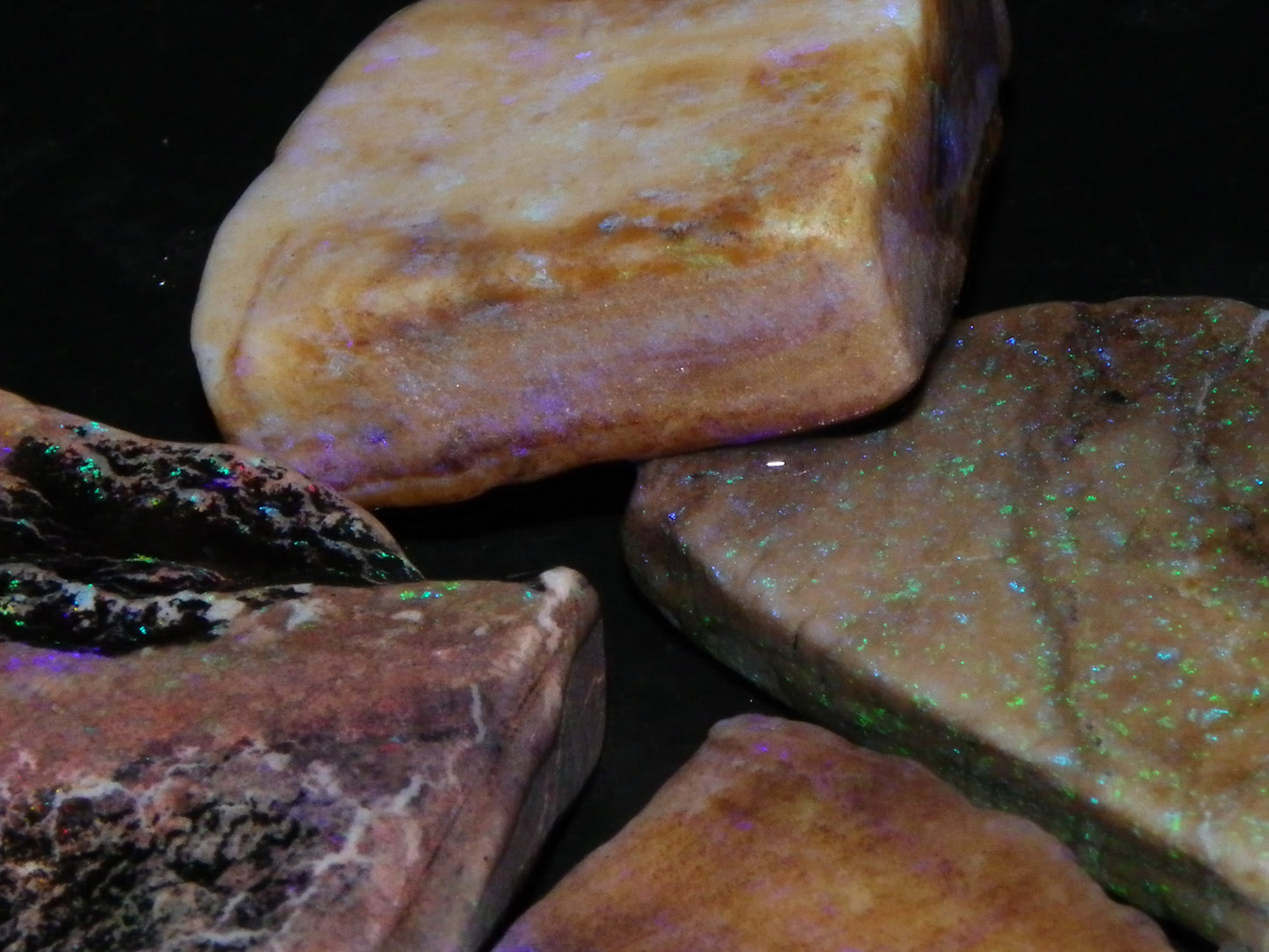 Nice Andamooka Matrix Opal Rough/Sliced Specimens 176.6cts Purple/Greens :)