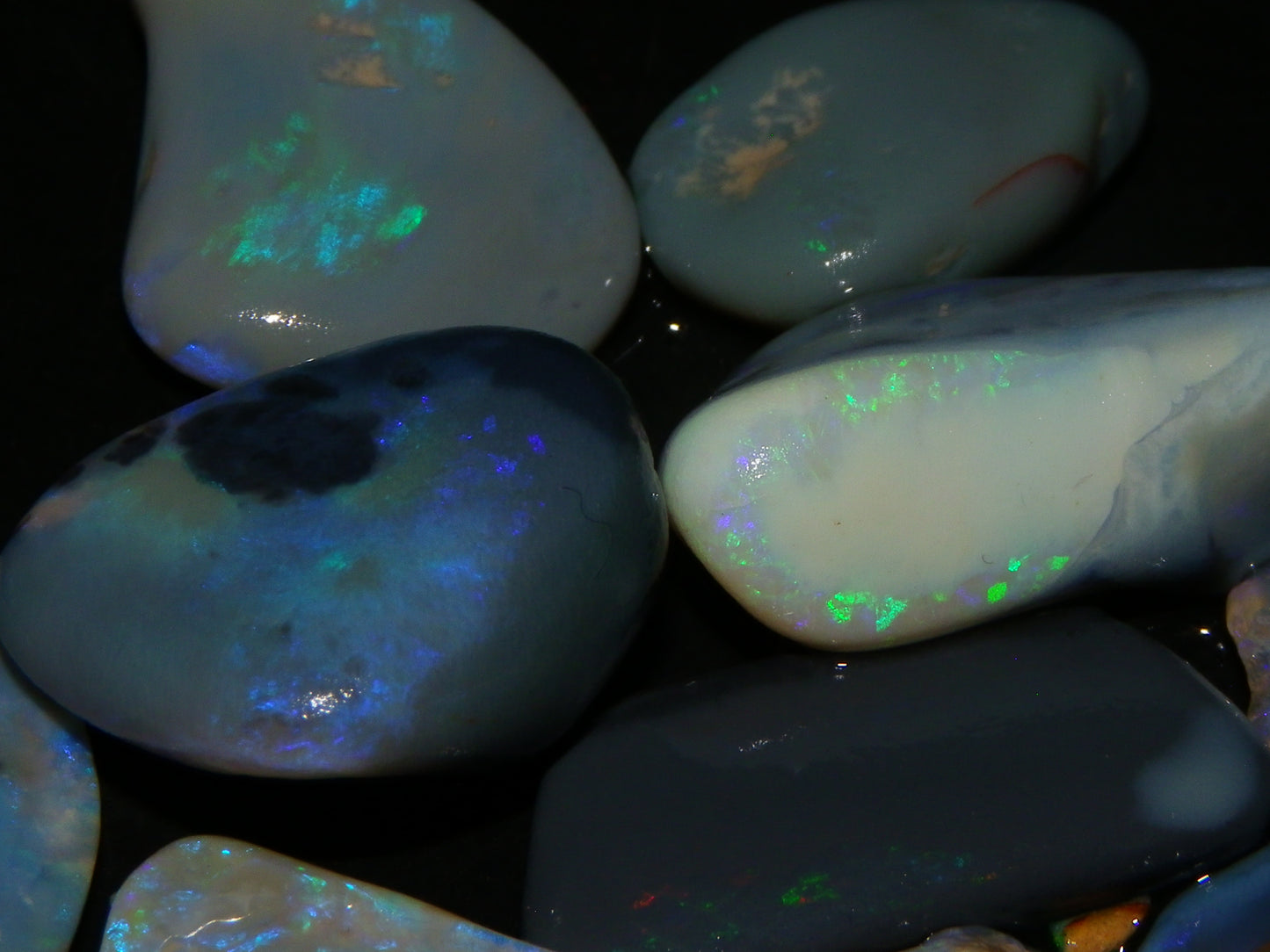 Nice Rough/Rubbed Lightning Ridge Opals 93cts Blue/Purple/Greens :)