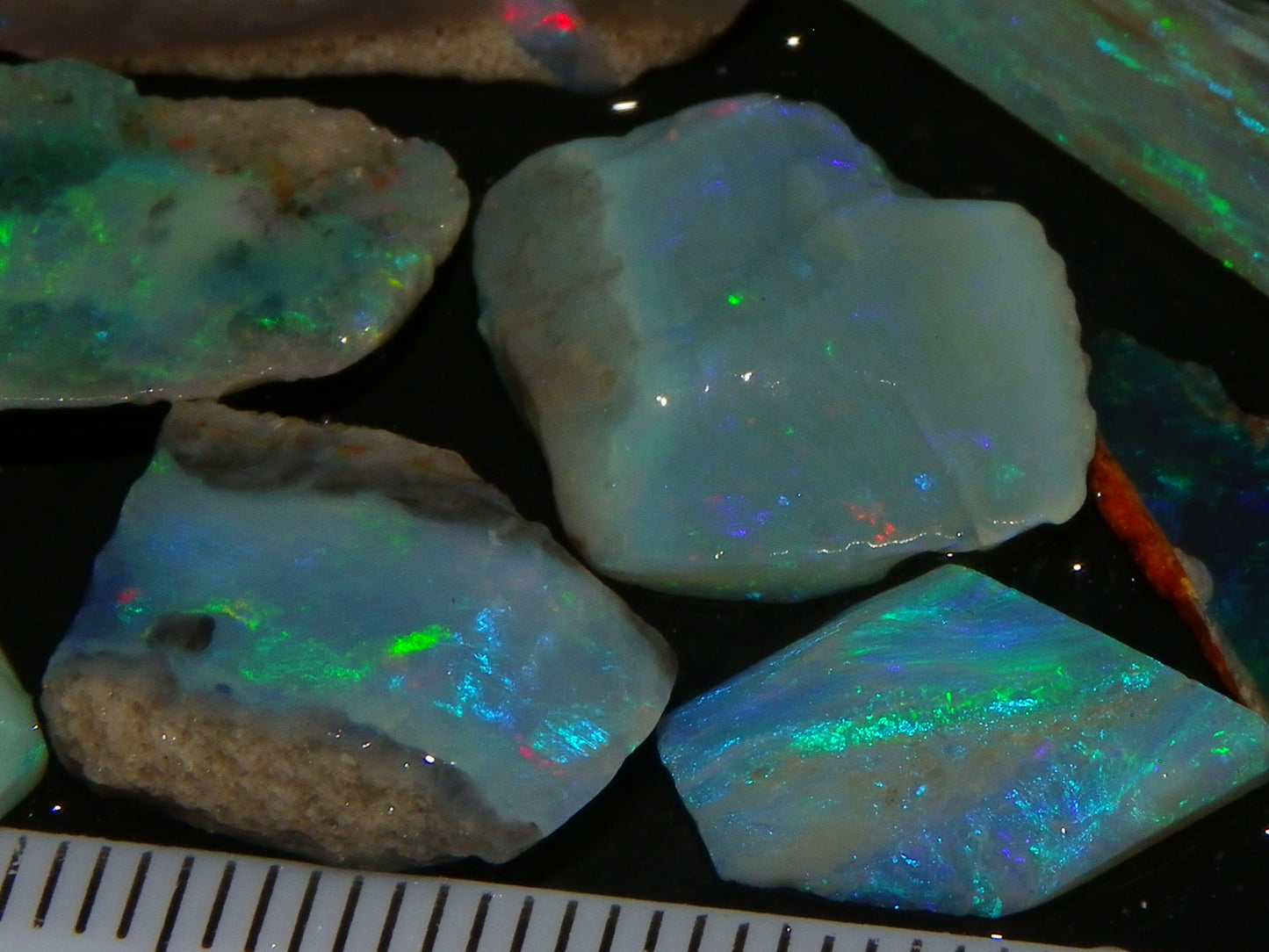 NIce Mintabie Opal Rubs/Sliced/Rough Opal Parcel 37.2cts Some Nice Fires :)