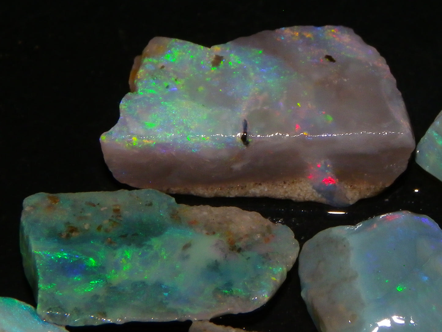 NIce Mintabie Opal Rubs/Sliced/Rough Opal Parcel 37.2cts Some Nice Fires :)