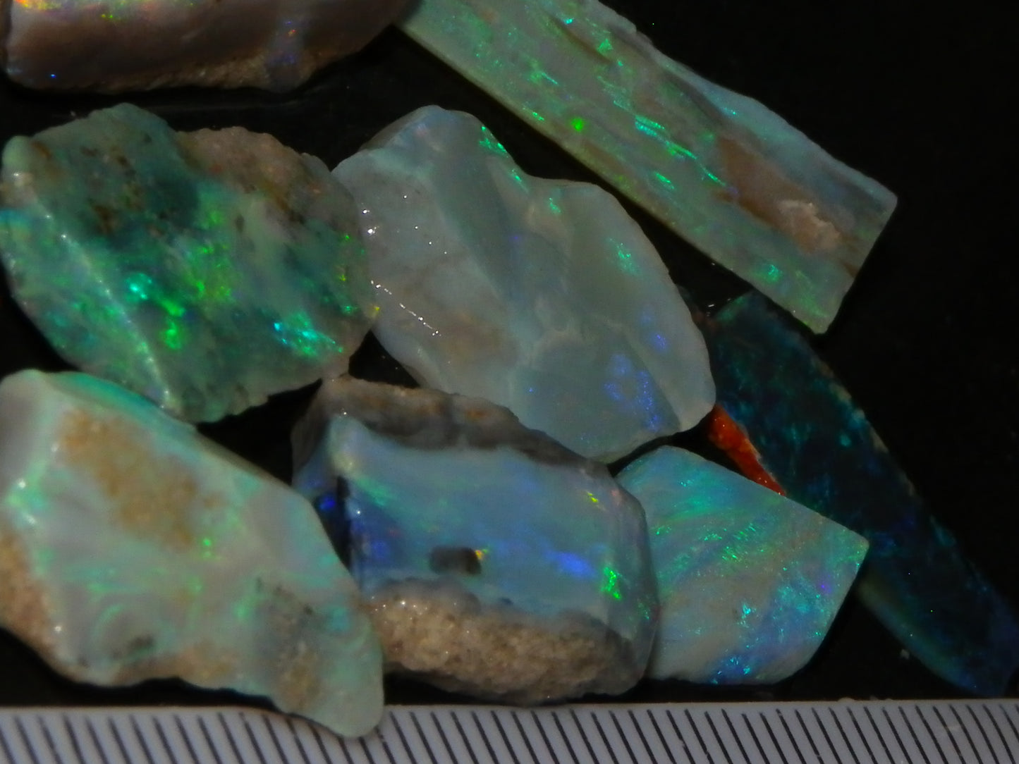 NIce Mintabie Opal Rubs/Sliced/Rough Opal Parcel 37.2cts Some Nice Fires :)