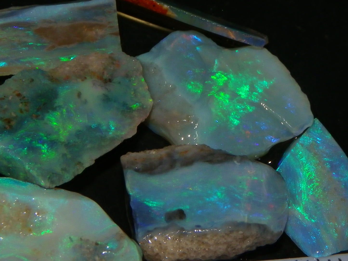 NIce Mintabie Opal Rubs/Sliced/Rough Opal Parcel 37.2cts Some Nice Fires :)