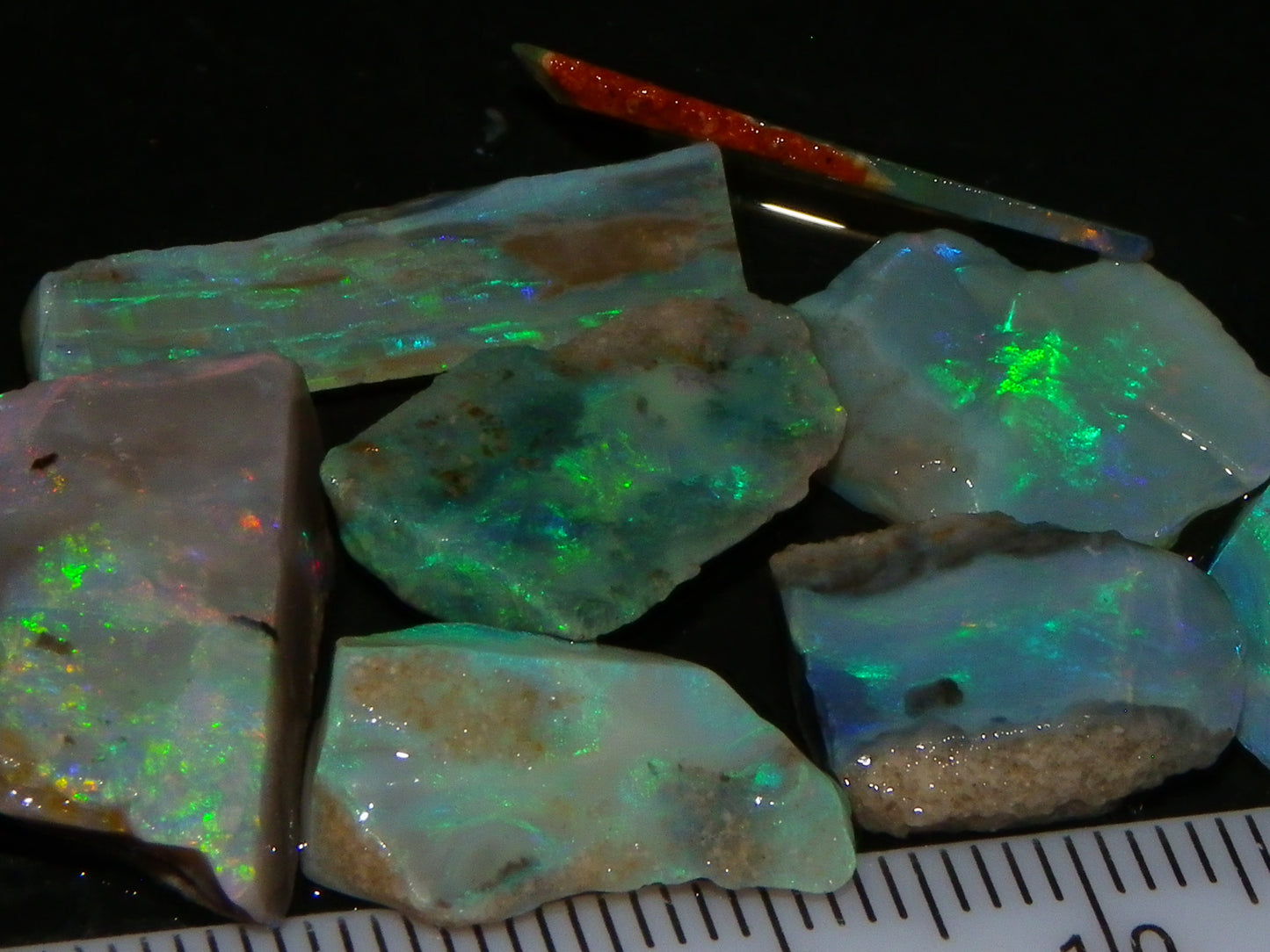 NIce Mintabie Opal Rubs/Sliced/Rough Opal Parcel 37.2cts Some Nice Fires :)