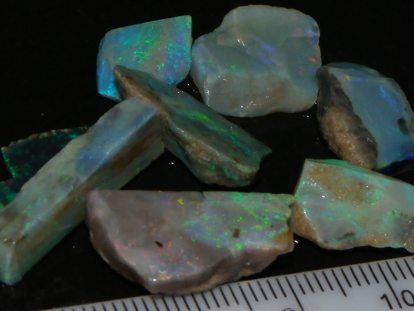 NIce Mintabie Opal Rubs/Sliced/Rough Opal Parcel 37.2cts Some Nice Fires :)