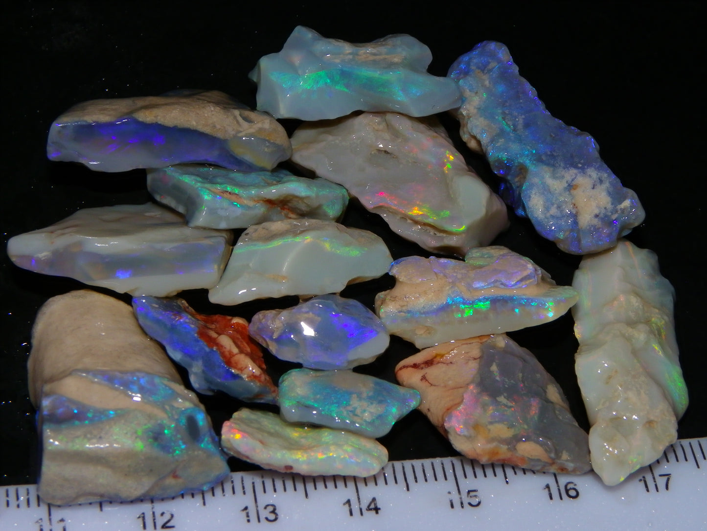 Nice Parcel Rough Lightning Ridge Opals 173.30cts Seam/Crystal/Light Base Fires