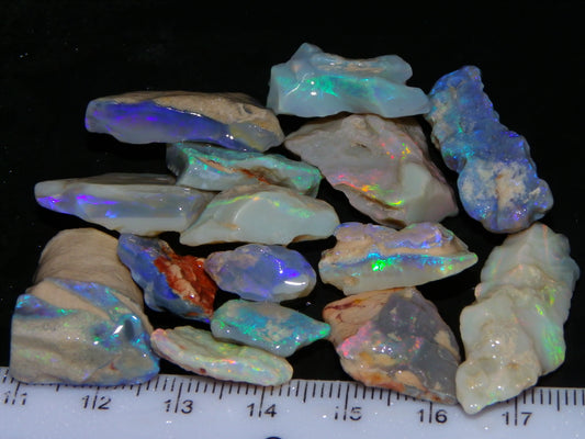 Nice Parcel Rough Lightning Ridge Opals 173.30cts Seam/Crystal/Light Base Fires