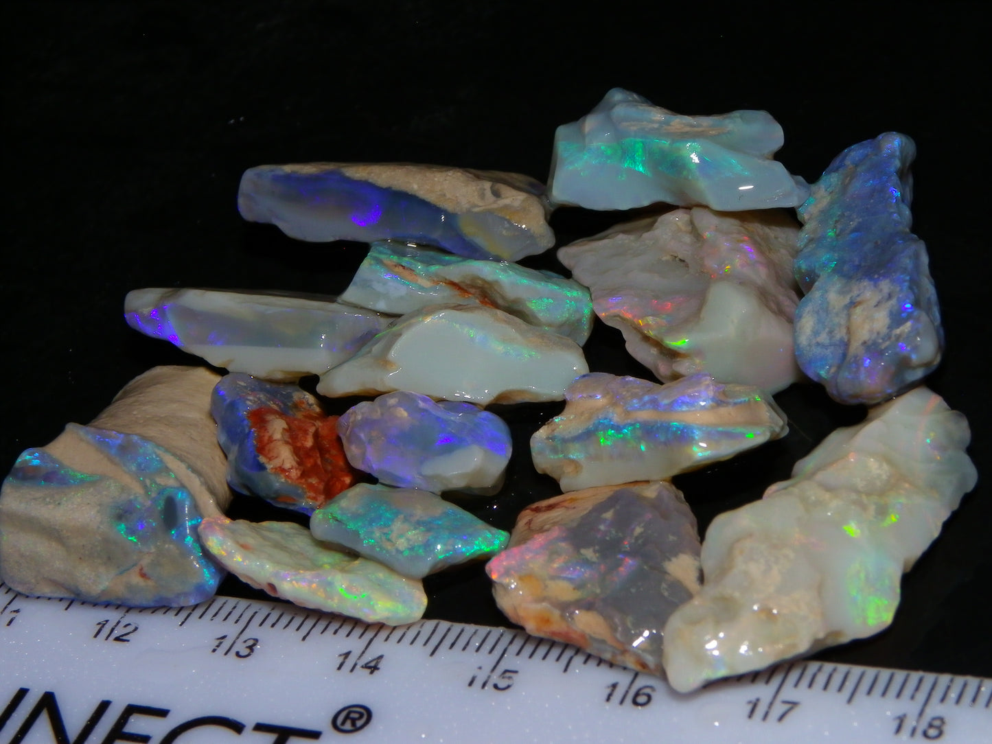 Nice Parcel Rough Lightning Ridge Opals 173.30cts Seam/Crystal/Light Base Fires