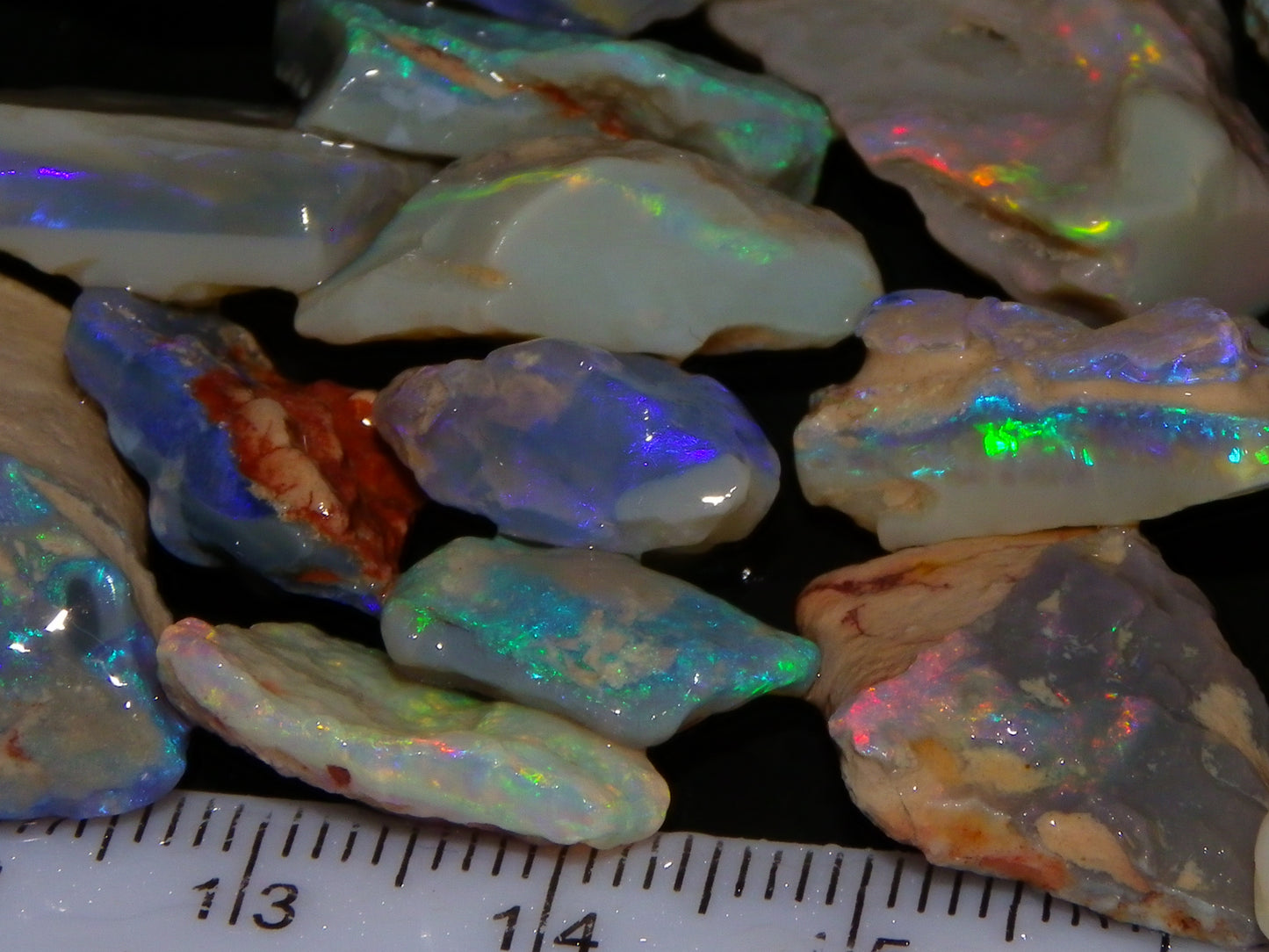 Nice Parcel Rough Lightning Ridge Opals 173.30cts Seam/Crystal/Light Base Fires