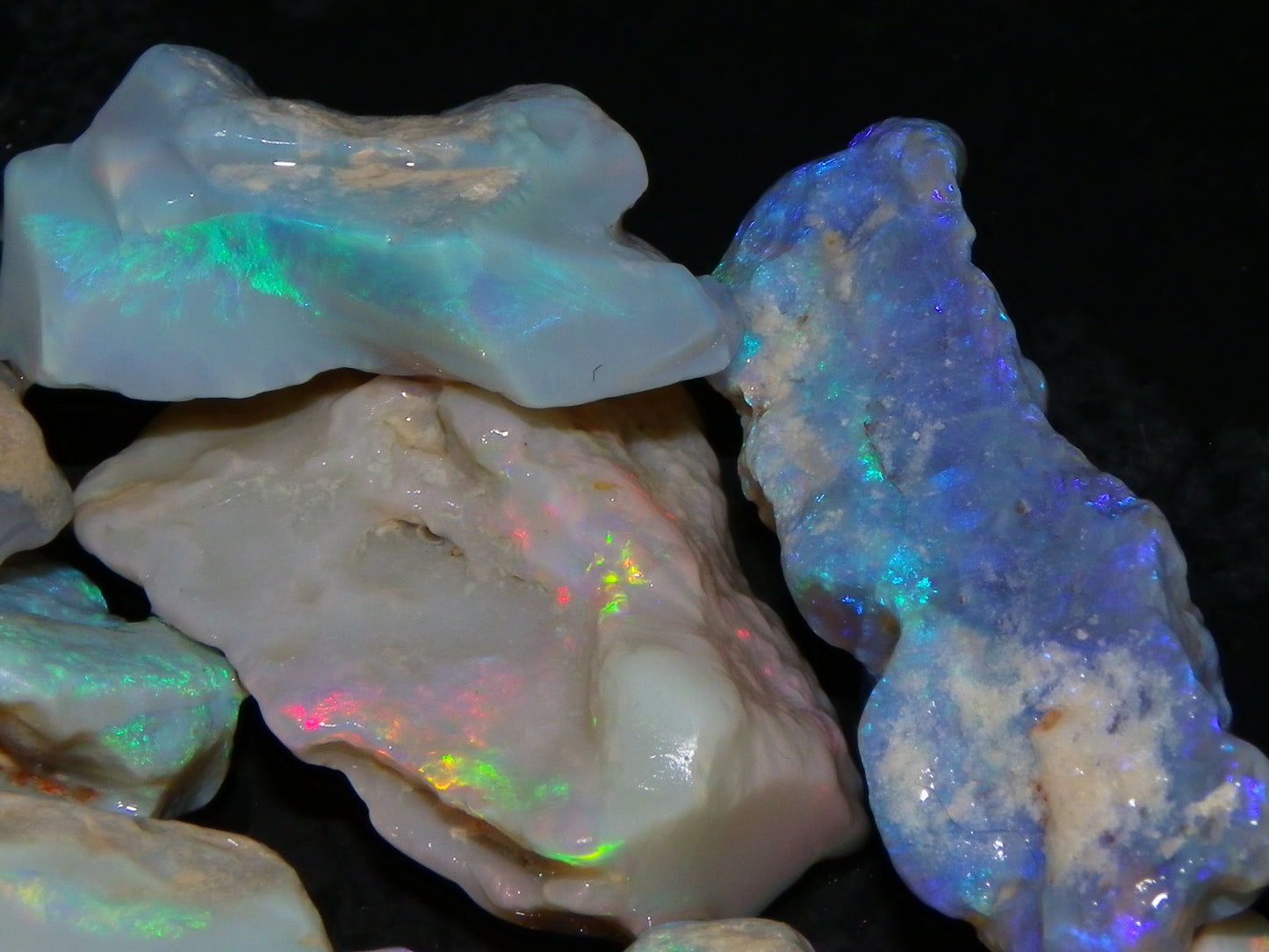 Nice Parcel Rough Lightning Ridge Opals 173.30cts Seam/Crystal/Light Base Fires