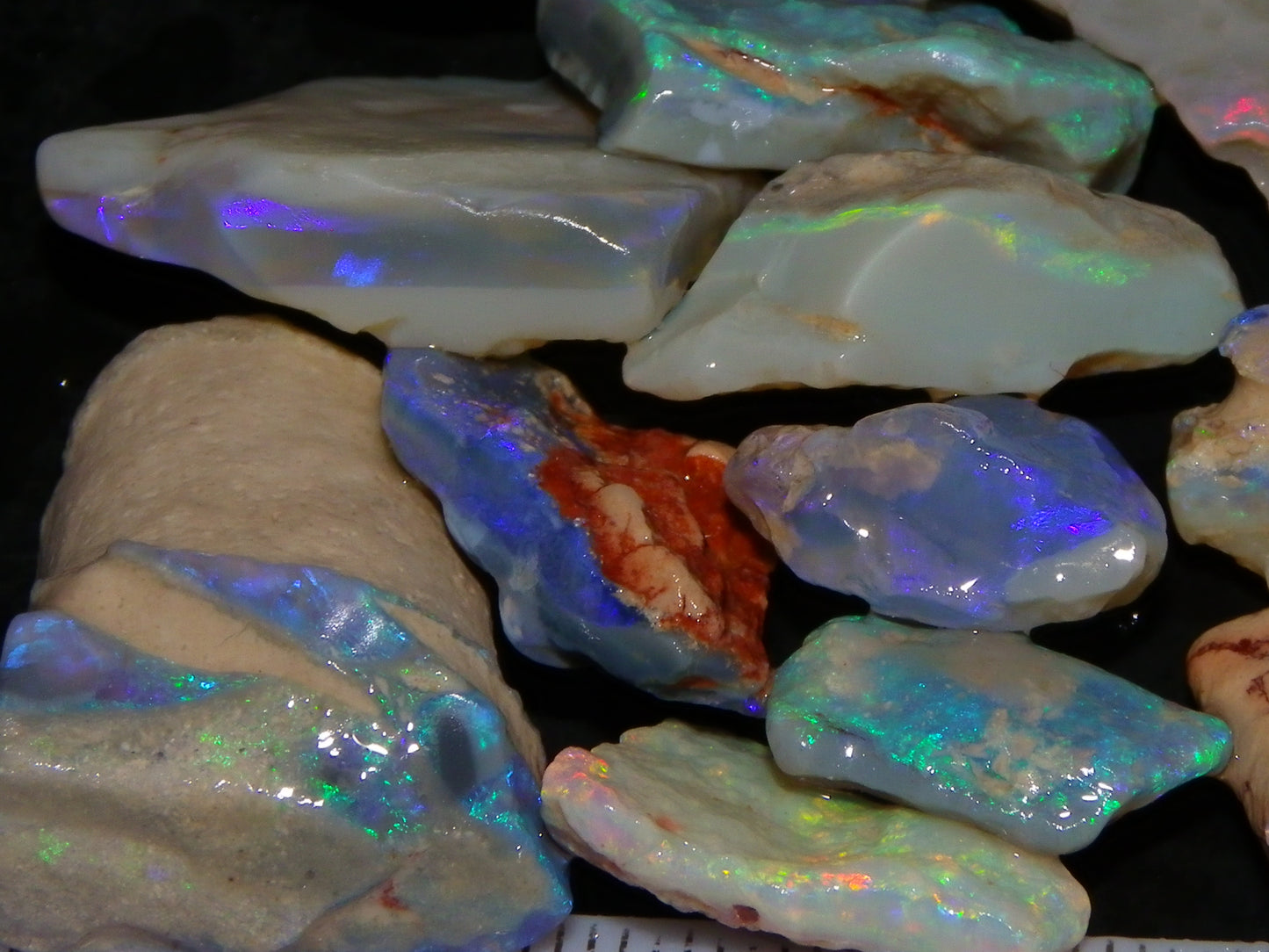 Nice Parcel Rough Lightning Ridge Opals 173.30cts Seam/Crystal/Light Base Fires