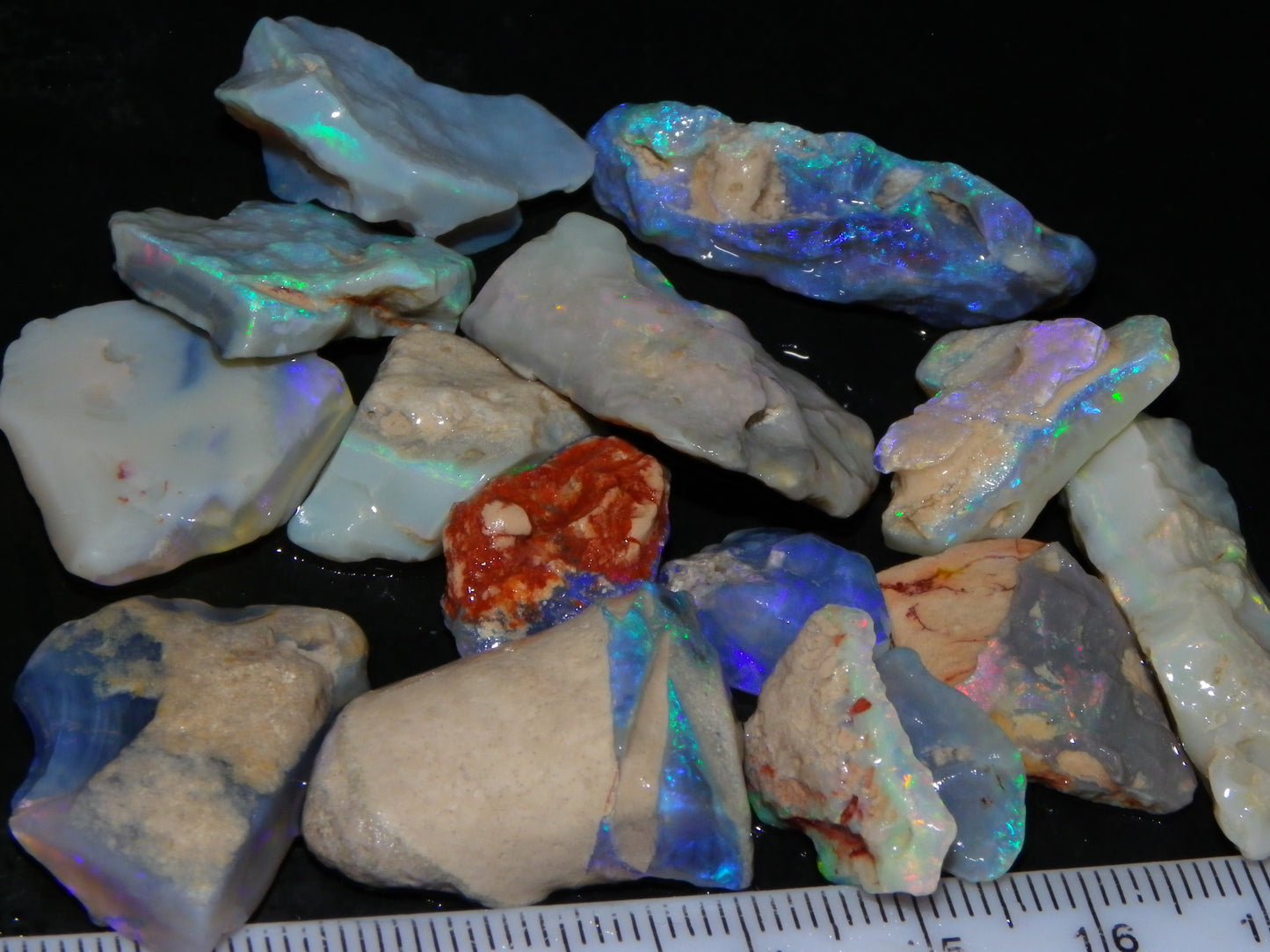 Nice Parcel Rough Lightning Ridge Opals 173.30cts Seam/Crystal/Light Base Fires