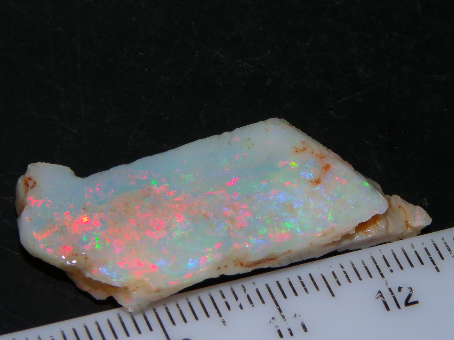 NIce Rubbed/Rough Lightning Ridge Opal 16cts Pink/Blue Fire Bar Light Base Au