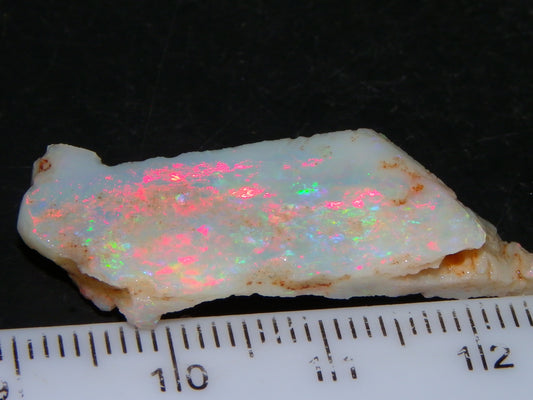 NIce Rubbed/Rough Lightning Ridge Opal 16cts Pink/Blue Fire Bar Light Base Au