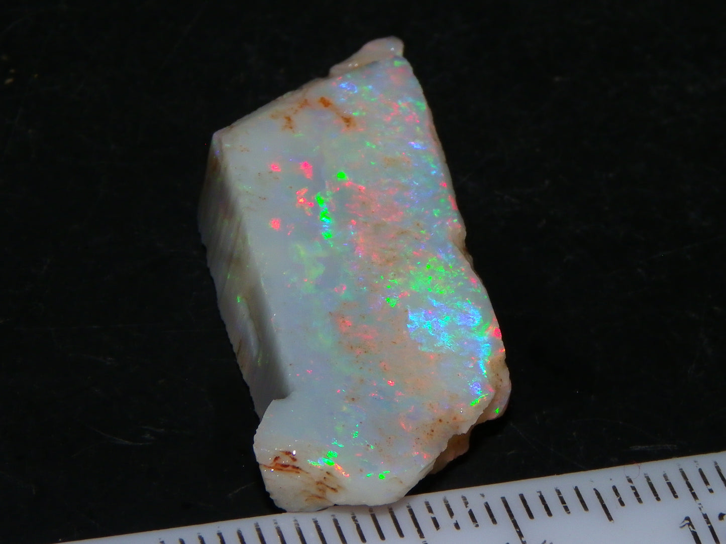 NIce Rubbed/Rough Lightning Ridge Opal 16cts Pink/Blue Fire Bar Light Base Au