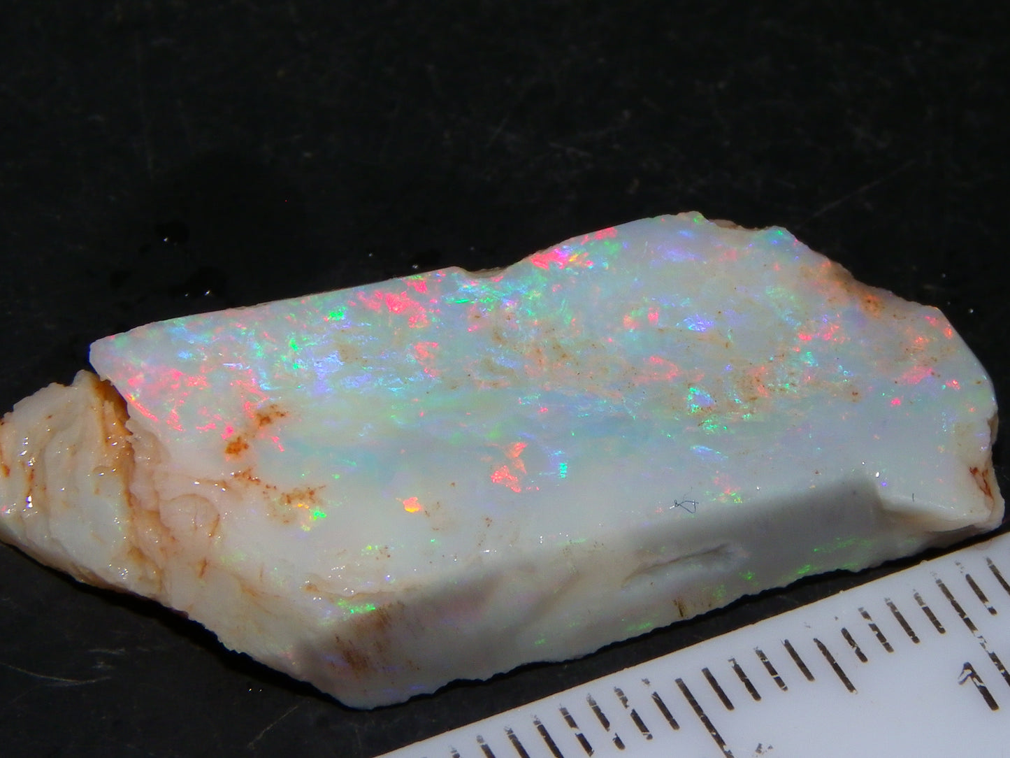 NIce Rubbed/Rough Lightning Ridge Opal 16cts Pink/Blue Fire Bar Light Base Au