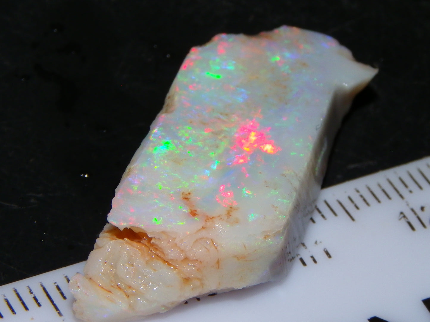 NIce Rubbed/Rough Lightning Ridge Opal 16cts Pink/Blue Fire Bar Light Base Au