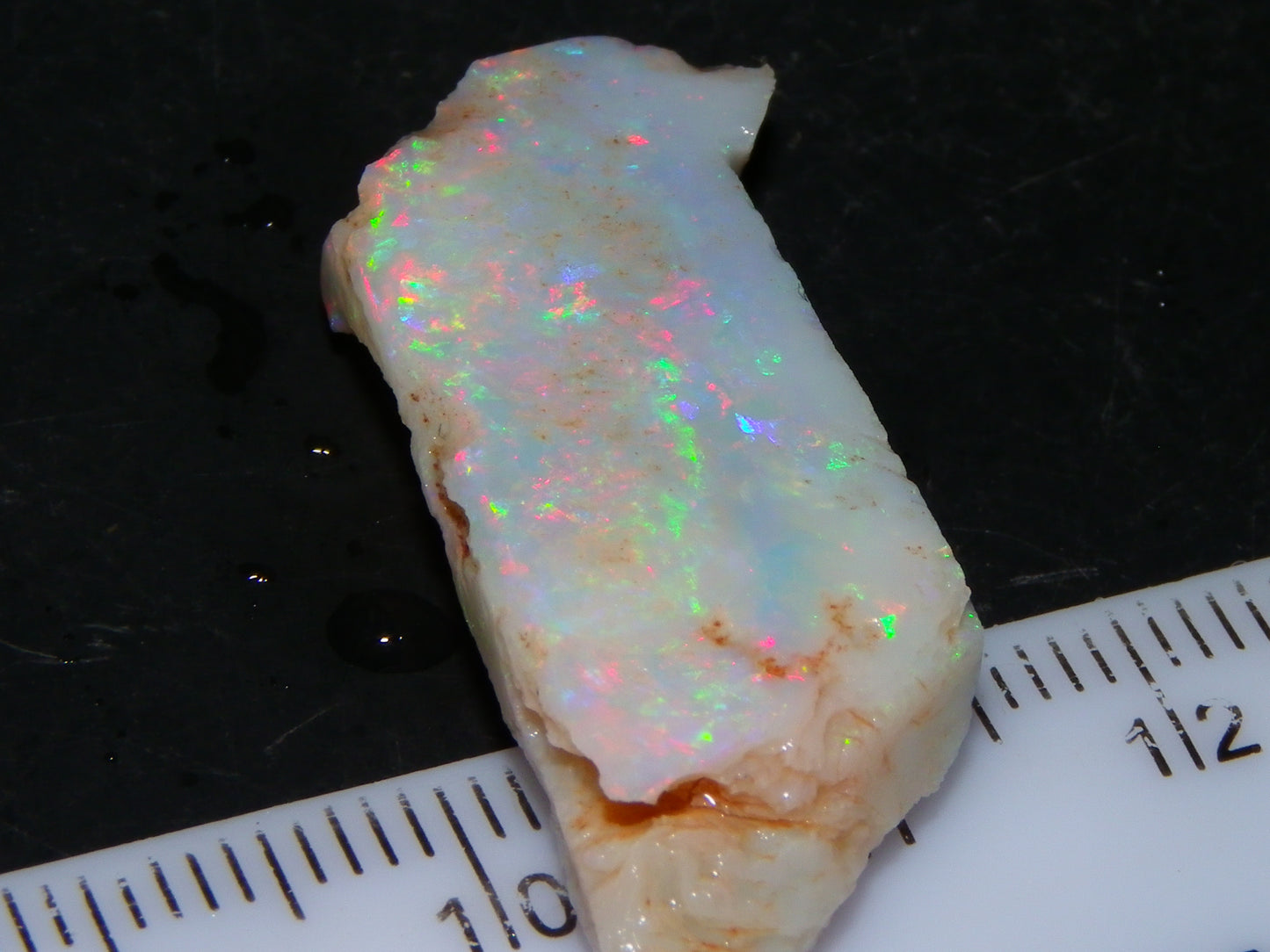 NIce Rubbed/Rough Lightning Ridge Opal 16cts Pink/Blue Fire Bar Light Base Au