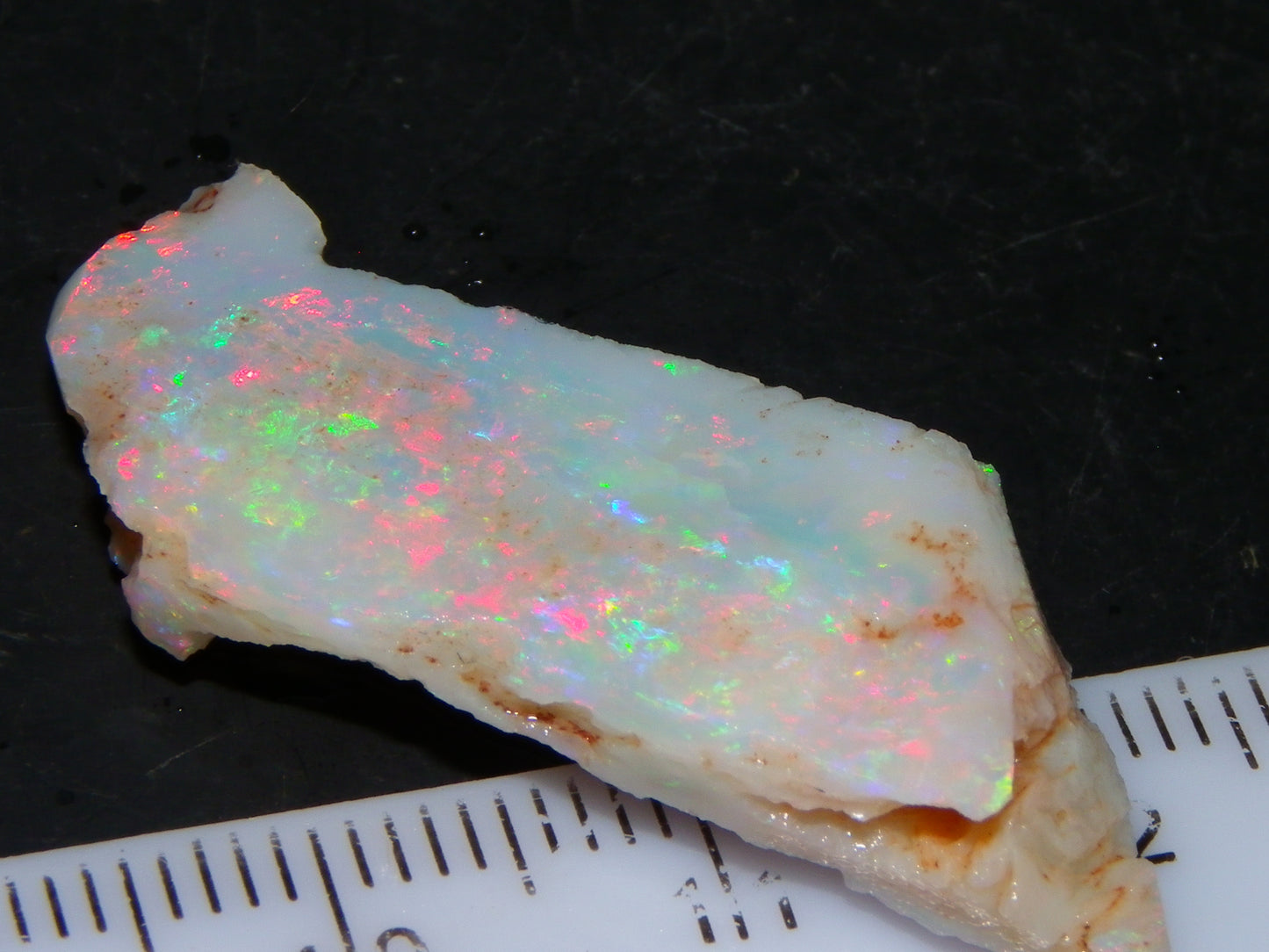 NIce Rubbed/Rough Lightning Ridge Opal 16cts Pink/Blue Fire Bar Light Base Au