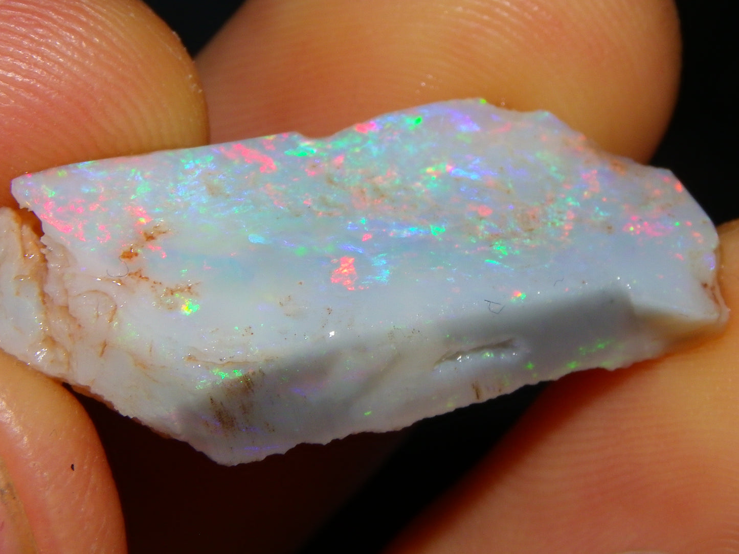 NIce Rubbed/Rough Lightning Ridge Opal 16cts Pink/Blue Fire Bar Light Base Au