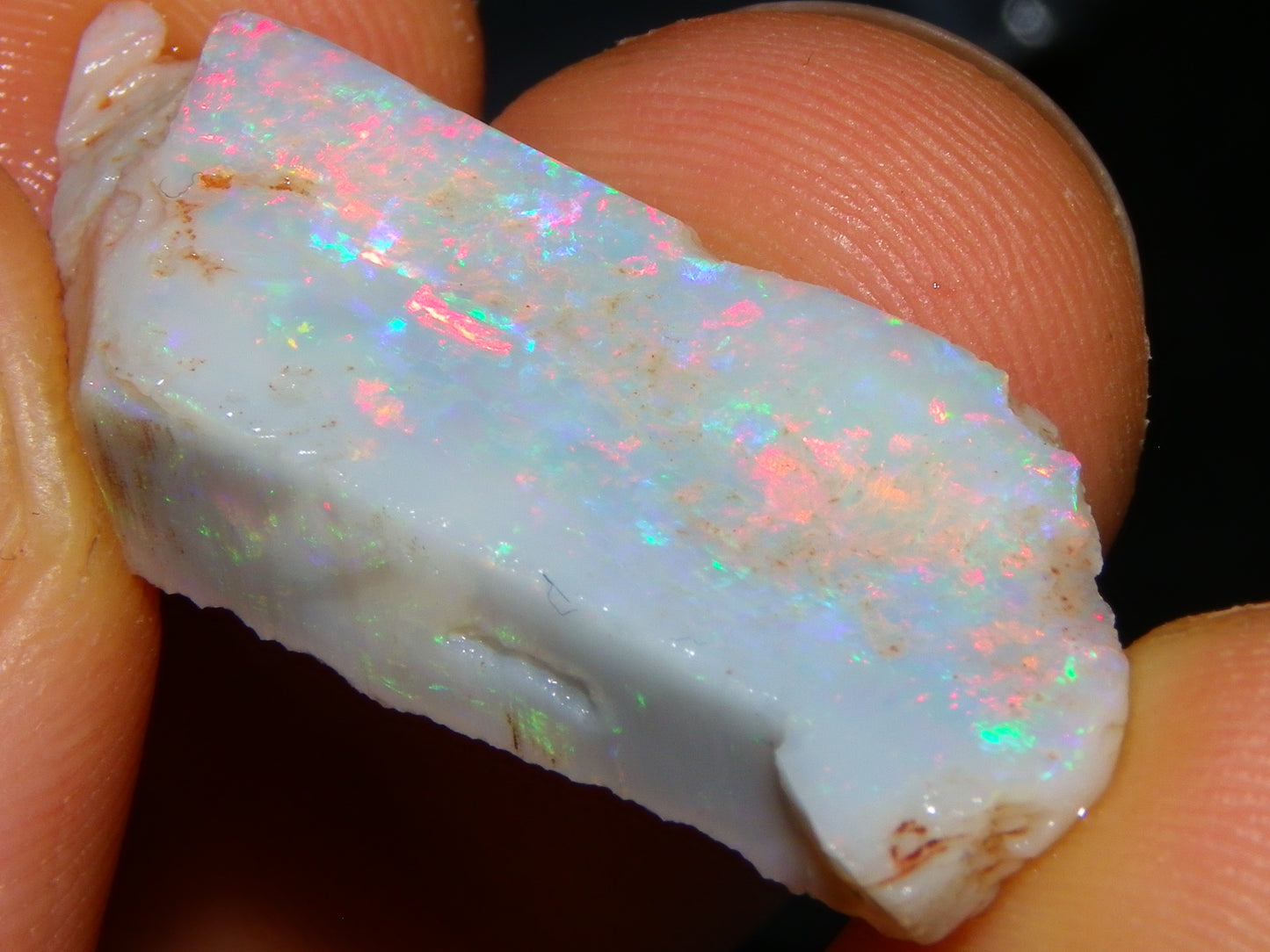 NIce Rubbed/Rough Lightning Ridge Opal 16cts Pink/Blue Fire Bar Light Base Au