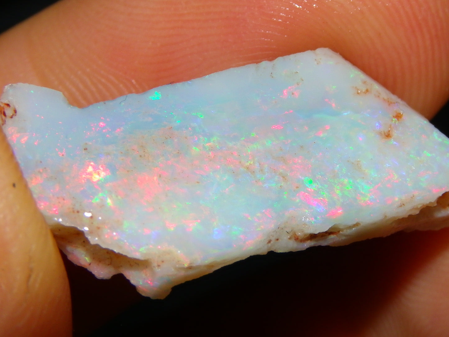 NIce Rubbed/Rough Lightning Ridge Opal 16cts Pink/Blue Fire Bar Light Base Au