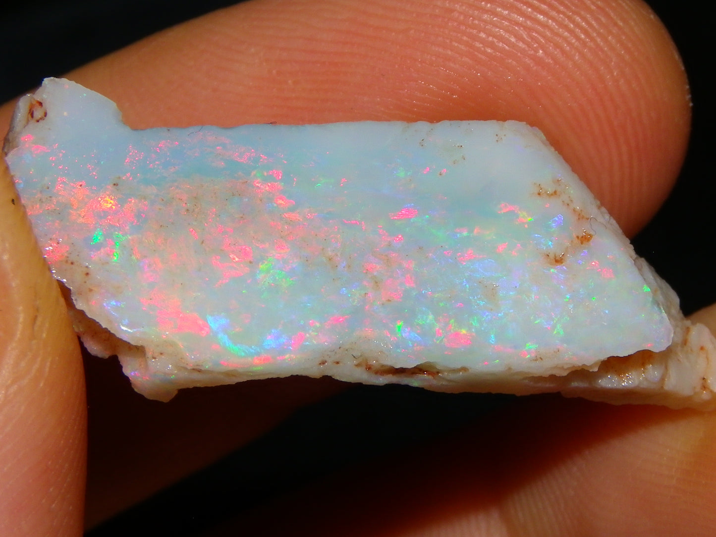 NIce Rubbed/Rough Lightning Ridge Opal 16cts Pink/Blue Fire Bar Light Base Au