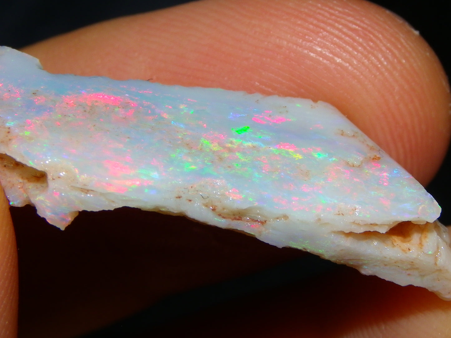 NIce Rubbed/Rough Lightning Ridge Opal 16cts Pink/Blue Fire Bar Light Base Au