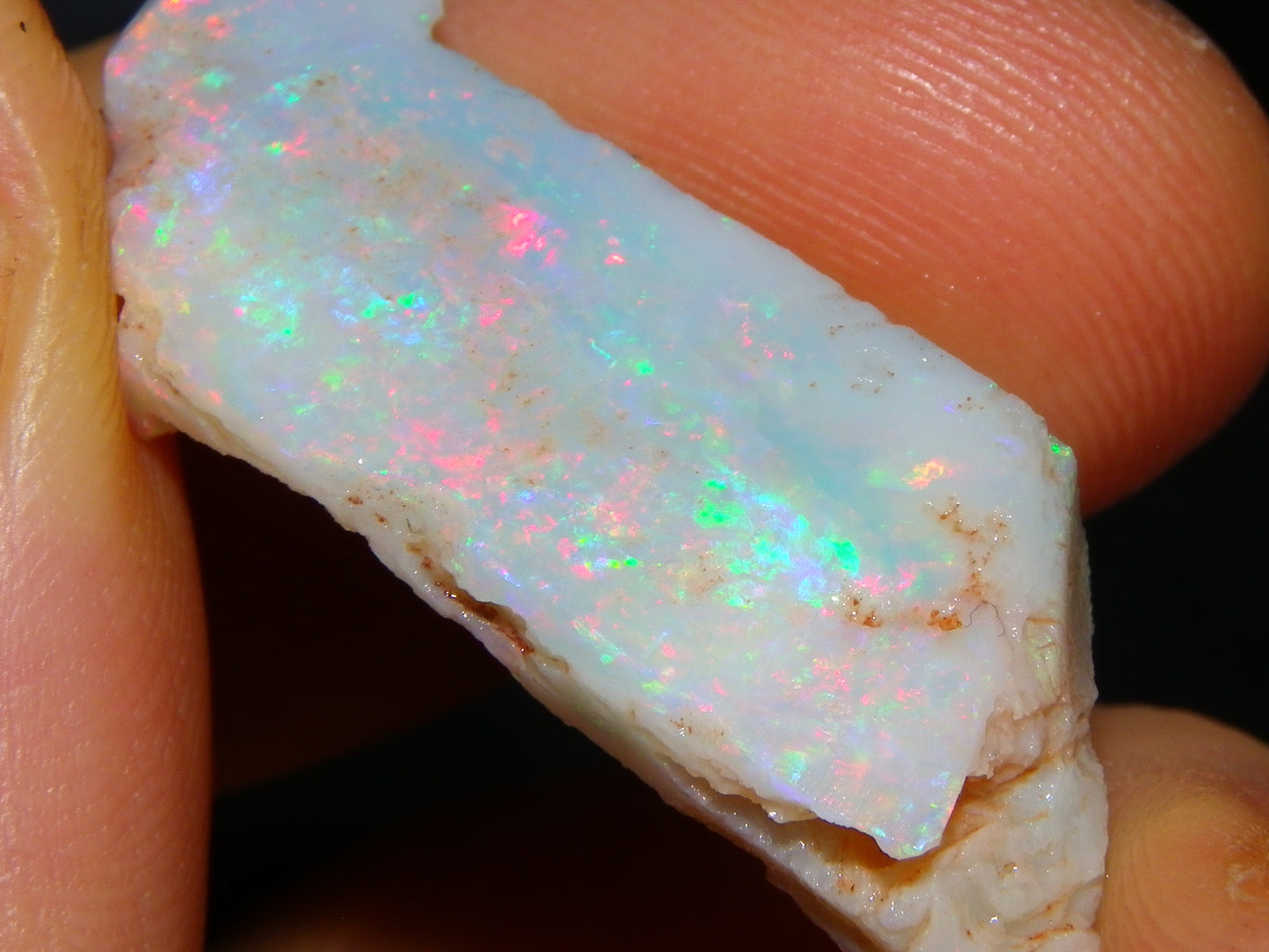 NIce Rubbed/Rough Lightning Ridge Opal 16cts Pink/Blue Fire Bar Light Base Au