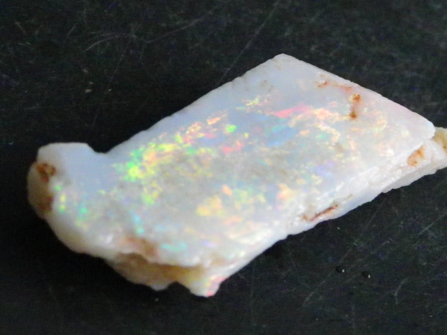 NIce Rubbed/Rough Lightning Ridge Opal 16cts Pink/Blue Fire Bar Light Base Au