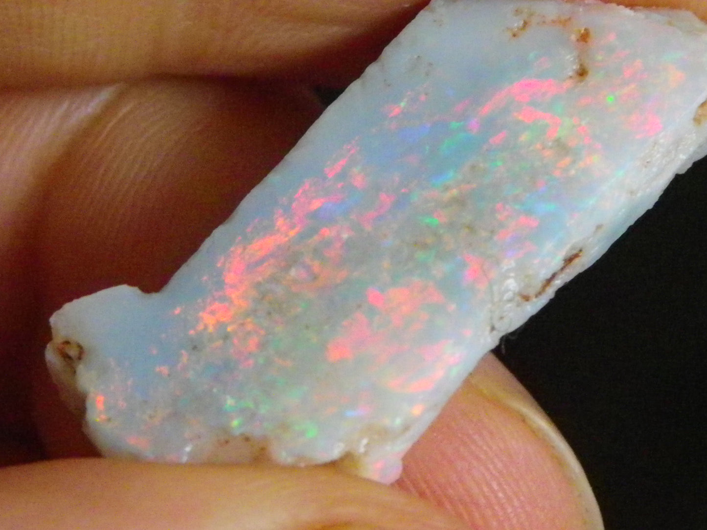 NIce Rubbed/Rough Lightning Ridge Opal 16cts Pink/Blue Fire Bar Light Base Au