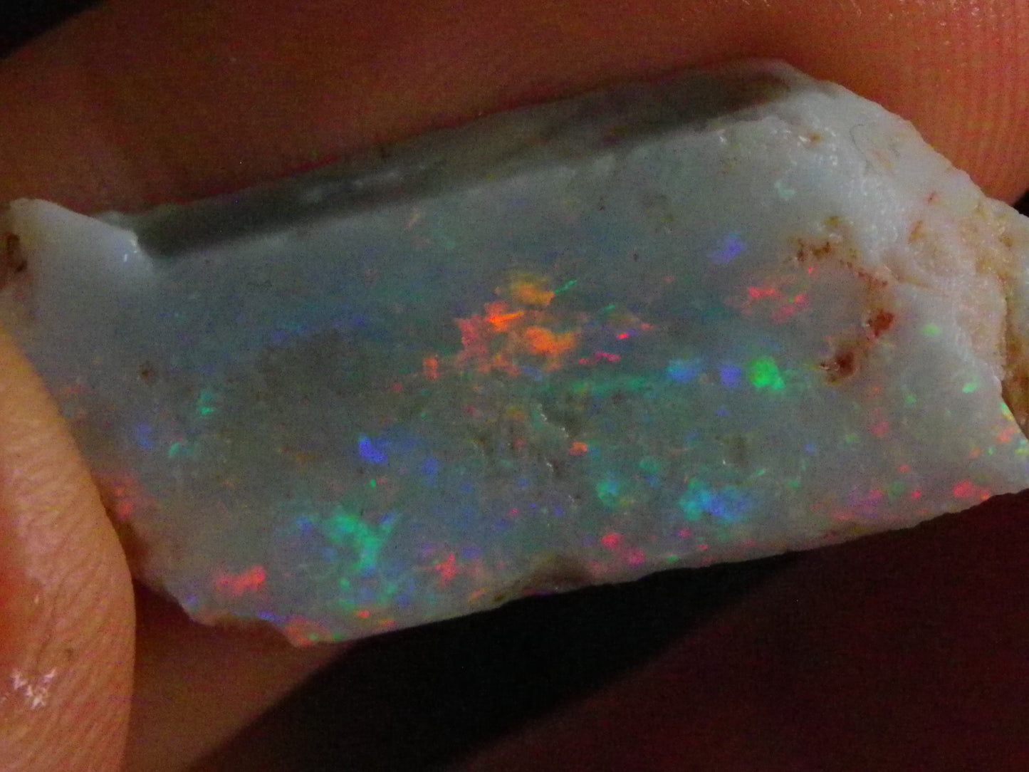 NIce Rubbed/Rough Lightning Ridge Opal 16cts Pink/Blue Fire Bar Light Base Au