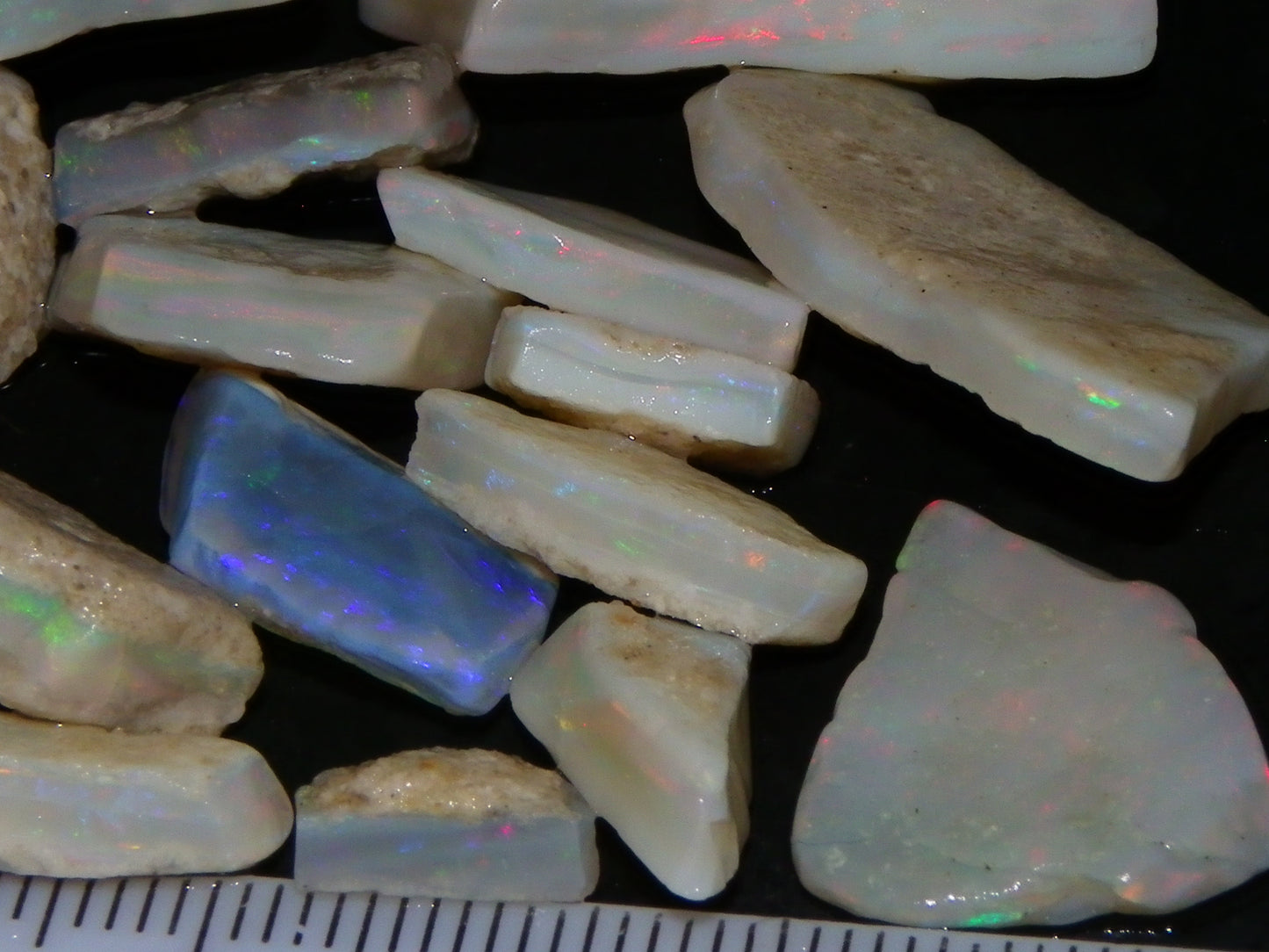 Nice Mintabie Crystal Seam Opal Parcel 111.9cts Bars/Part Bars Fires Multicolours