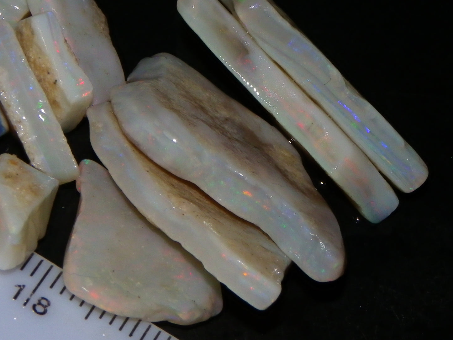 Nice Mintabie Crystal Seam Opal Parcel 111.9cts Bars/Part Bars Fires Multicolours