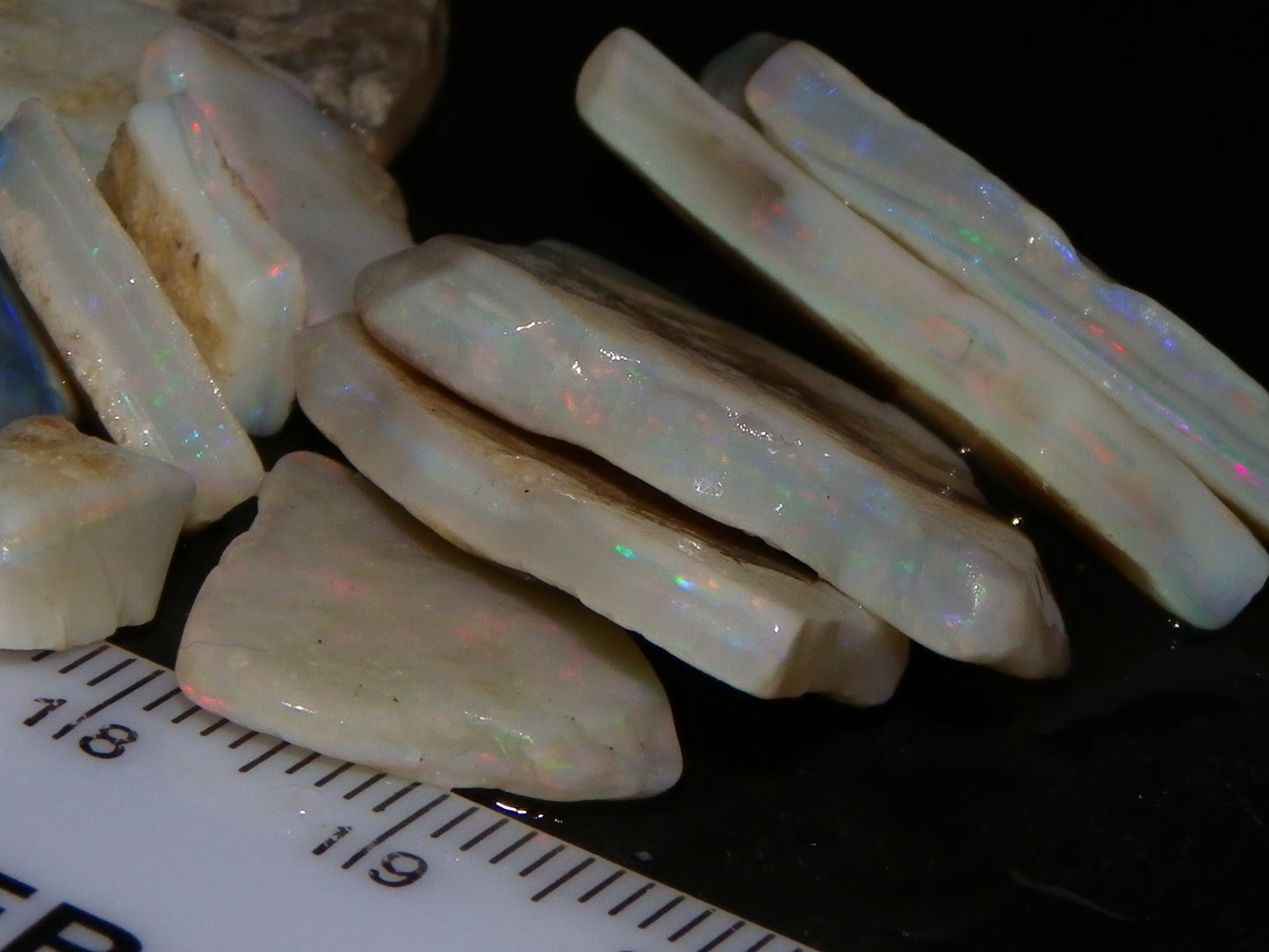 Nice Mintabie Crystal Seam Opal Parcel 111.9cts Bars/Part Bars Fires Multicolours