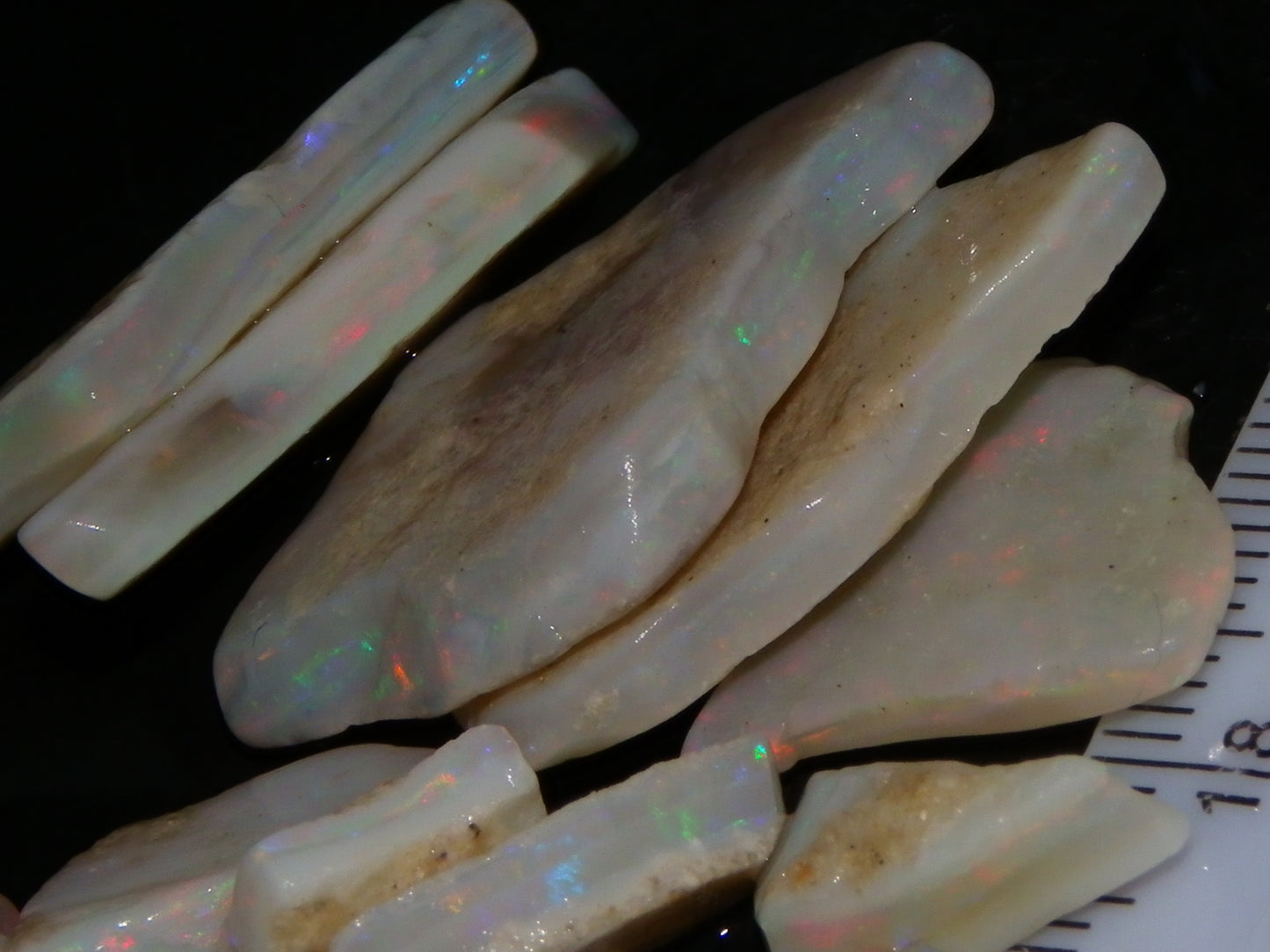 Nice Mintabie Crystal Seam Opal Parcel 111.9cts Bars/Part Bars Fires Multicolours