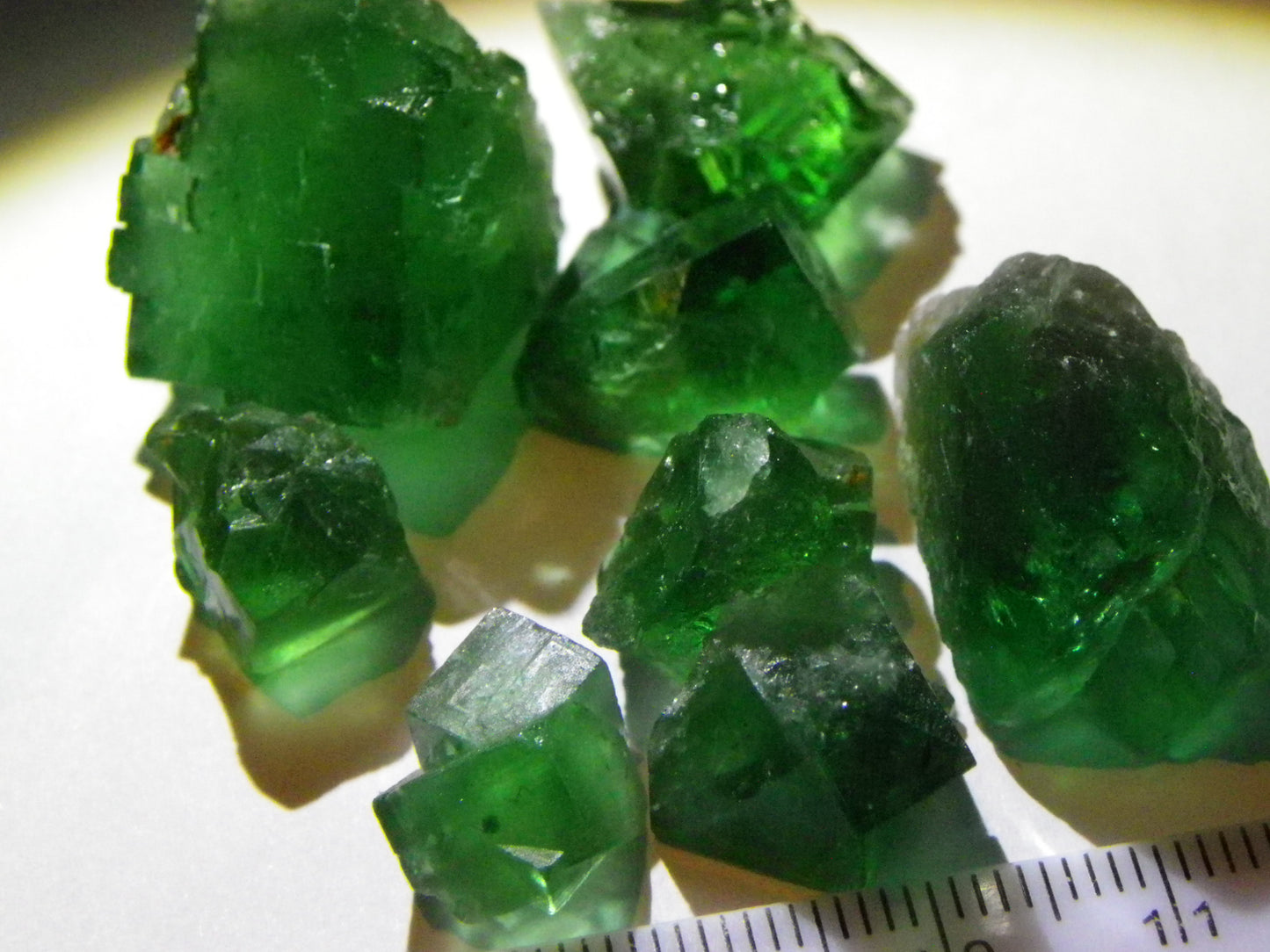 8 Nice Green Fluorite Crystals/Twins/Specimens 201cts Diana Maria Mine Weardale