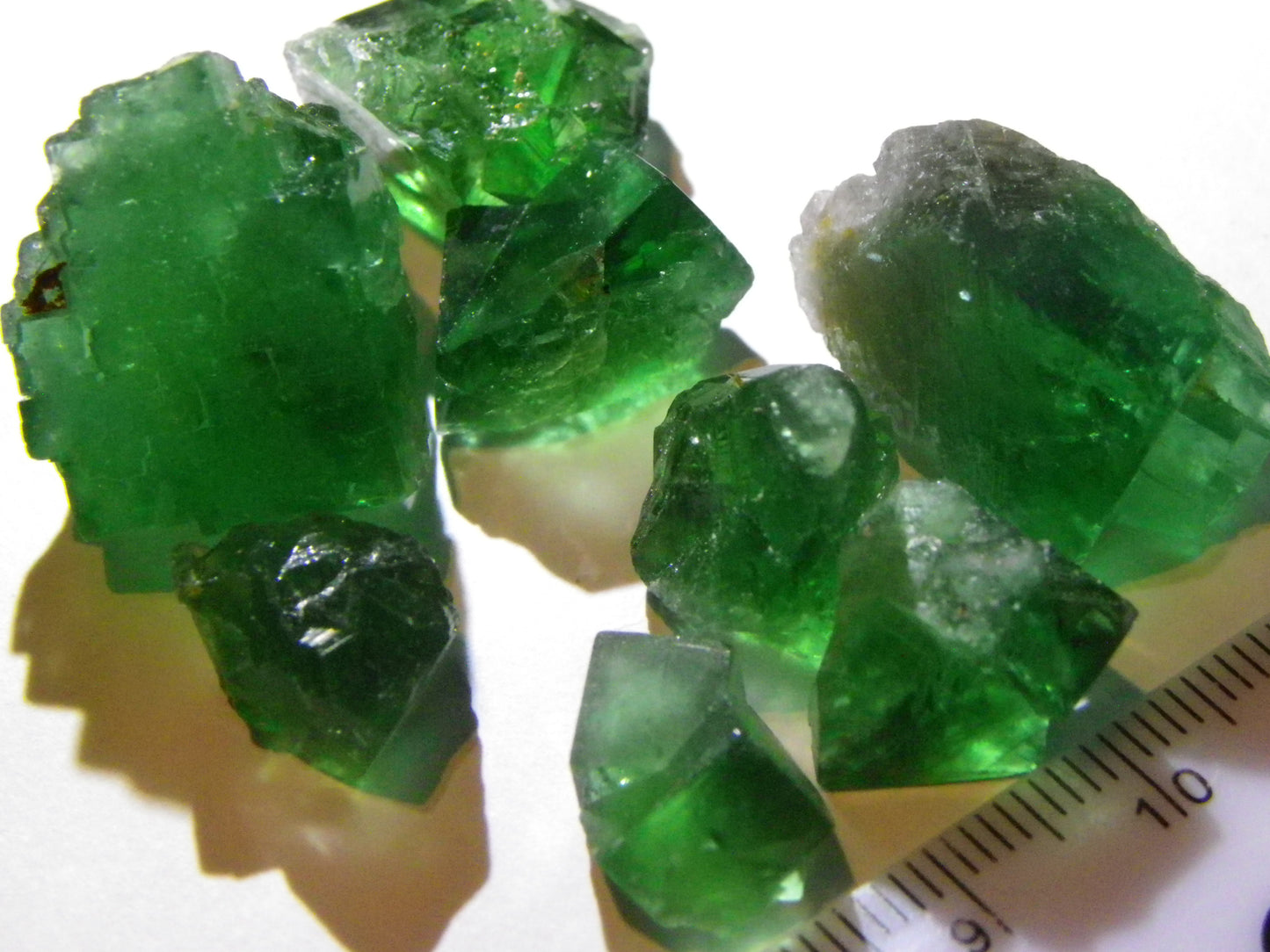 8 Nice Green Fluorite Crystals/Twins/Specimens 201cts Diana Maria Mine Weardale