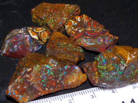 Nice Gem Grade Koroit Opal Rough/Sliced Parcel 240cts Green/Blue/Red Fires Qld Australia