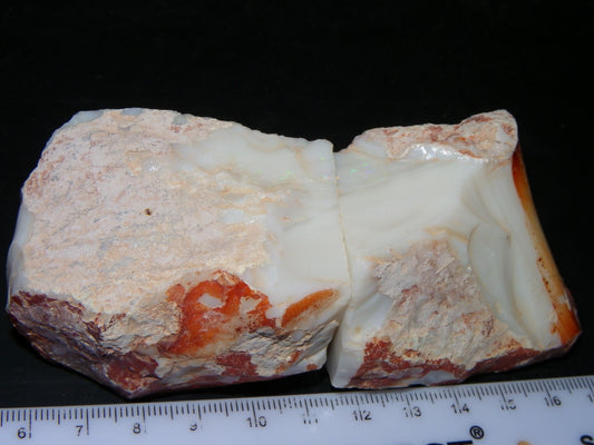 Huge 1140.5cts Coober Pedy SeamOpal Split/Specimen Rough Chunks Diagonal Fire bars