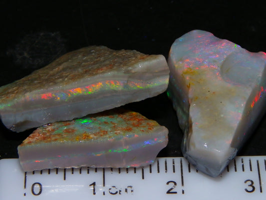 Gem Rough Mintabie Seam Opal Parcel 32.4cts Red/Multicolour Grey Base Australia