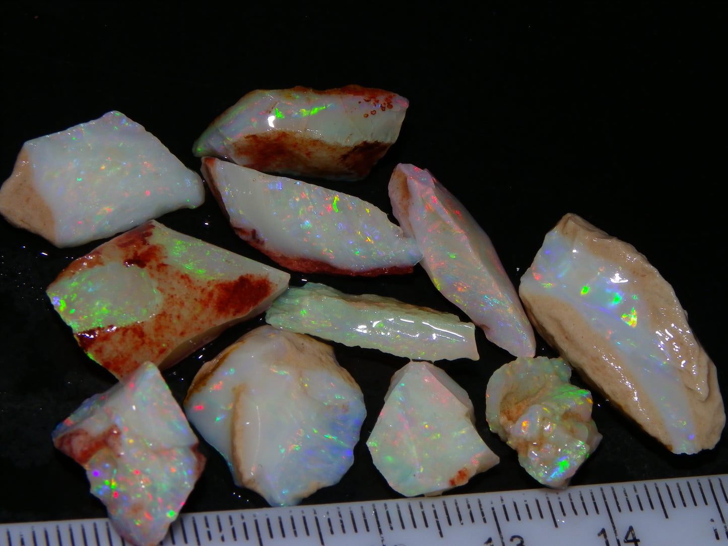 Nice Quality Coober Pedy Opal Rough Parcel 56.35cts Multicolour Fires/Bars